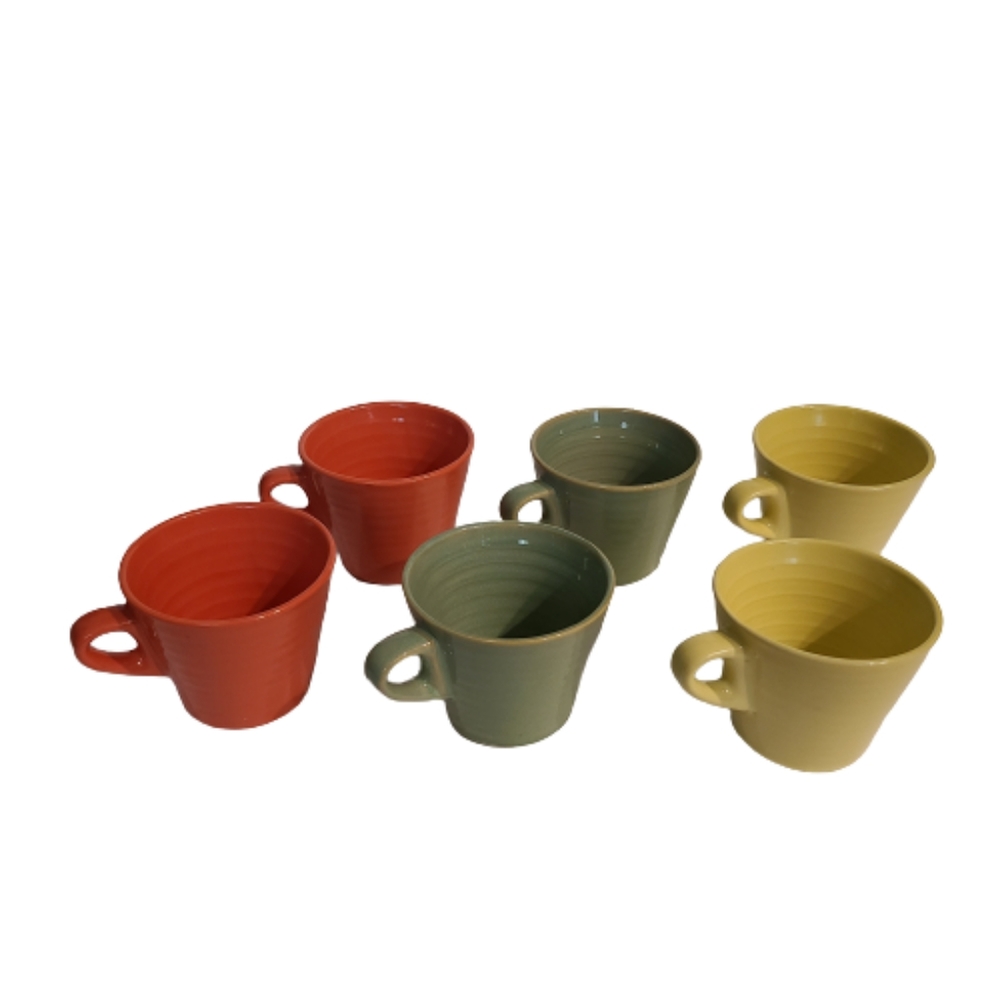 Set of 6 StoneWare Pottery Glazed Mugs